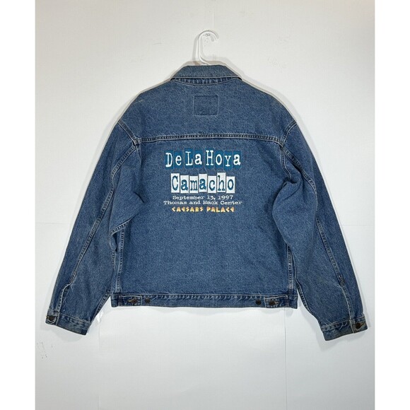 VTG 1997 Denim Jacket Oscar Dela Hoya Hector Macho Camacho Caesars Palace Boxing - Picture 1 of 16